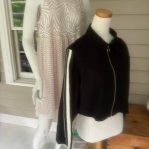 Zara Black Bomber Jacket with White Stripes